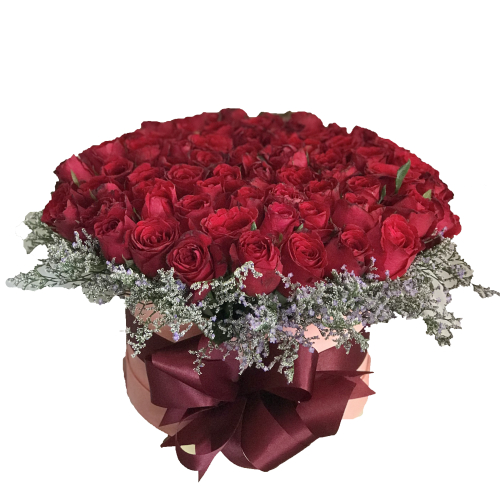 Boîte ronde de roses